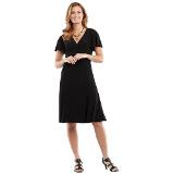 Chaps Solid Surplice Empire Dress in Black Coupons